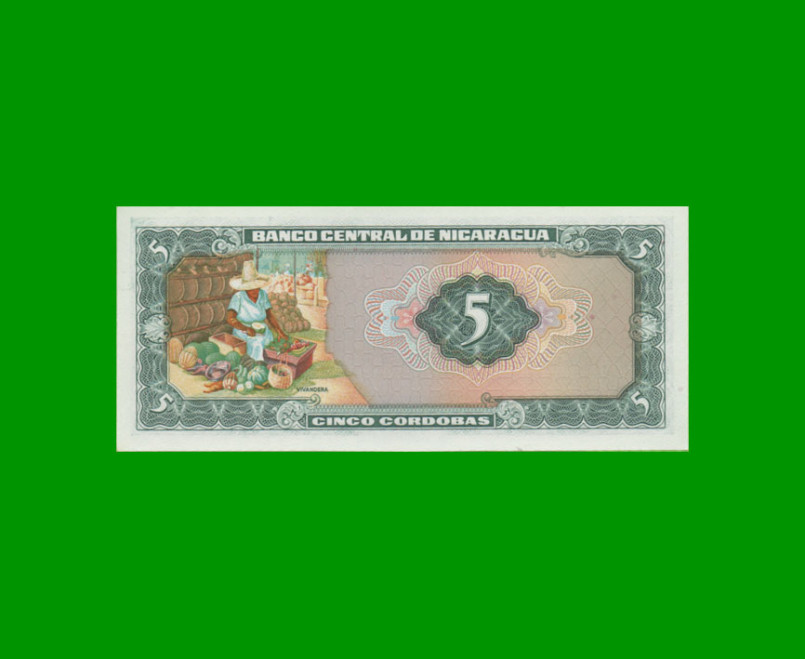 BILLETE DE NICARAGUA 5 CORDOBAS, PICK 122, ESTADO SIN CIRCULAR.- - Imagen 2