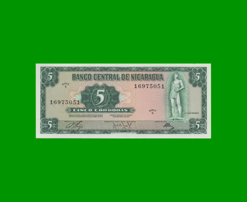 BILLETE DE NICARAGUA 5 CORDOBAS, PICK 122, ESTADO SIN CIRCULAR.-