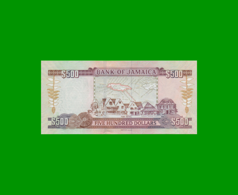 BILLETE DE JAMAICA 500 DOLARES PICK 85k, AÑO 2017 ESTADO SIN CIRCULAR.- - Imagen 2