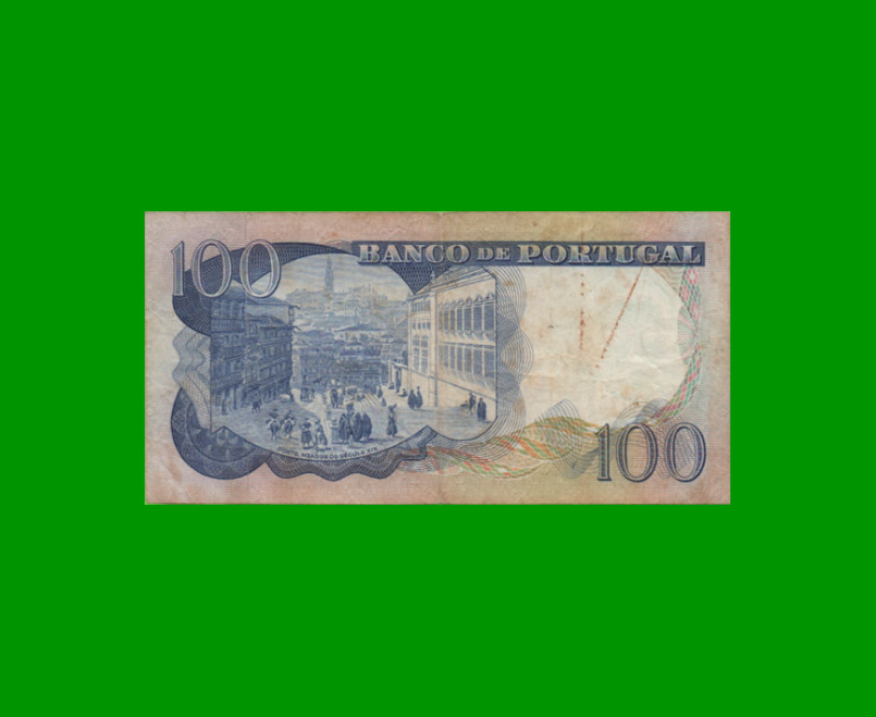 BILLETE DE PORTUGAL 100 ESCUDOS, PICK 169a, AÑO 1965 ESTADO MUY BUENO.- - Imagen 2