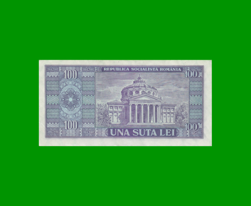 BILLETE DE RUMANIA 100 LEI, PICK 97, AÑO 1966 ESTADO EXCELENTE.- - Imagen 2