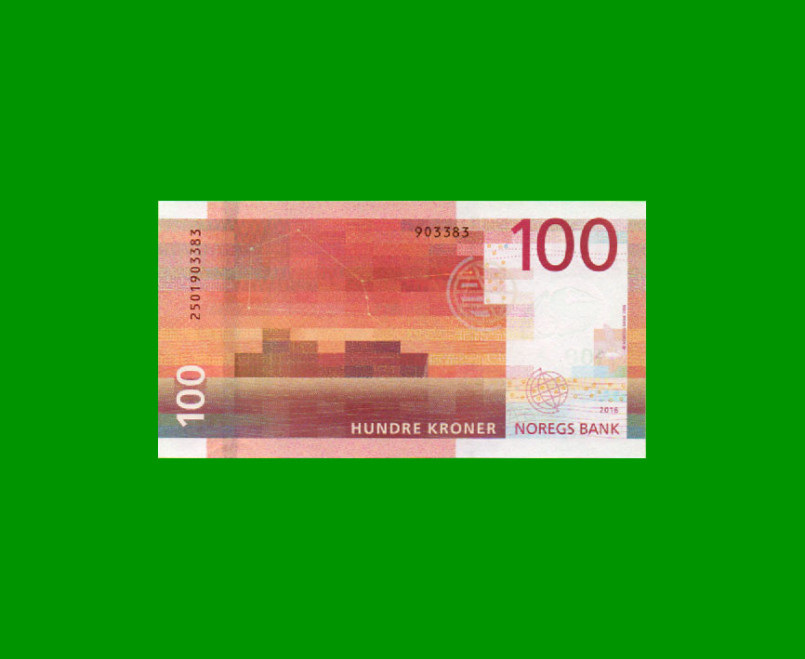 BILLETE DE NORUEGA 100 KRONER, PICK 54, AÑO 2016 ESTADO SIN CIRCULAR.- - Imagen 2