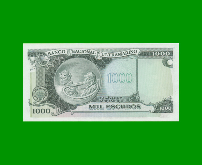 BILLETE DE MOZAMBIQUE 1.000 ESCUDOS RESELLADO, PICK 119, ESTADO SIN CIRCULAR.- - Imagen 2