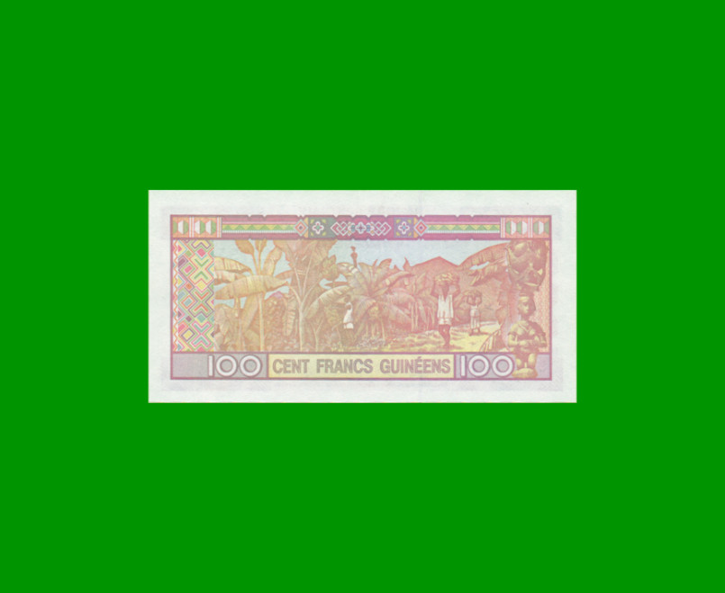 BILLETE DE GUINEA 100 FRANCOS, PICK 35a, AÑO 1998 ESTADO SIN CIRCULAR.- - Imagen 2