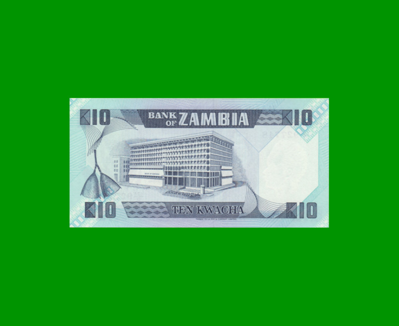 BILLETE DE ZAMBIA 10 KWACHA, PICK 26e, AÑO 1986/1988, ESTADO SIN CIRCULAR.- - Imagen 2