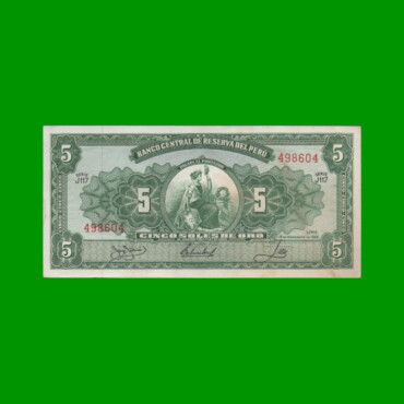 BILLETE DE PERU 5 SOLES, PICK 83, AÑO 1966, ESTADO EXCELENTE+.-