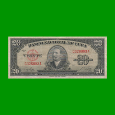 BILLETE DE CUBA $20,00 PICK 80a, AÑO 1949, ESTADO MUY BUENO- .-
