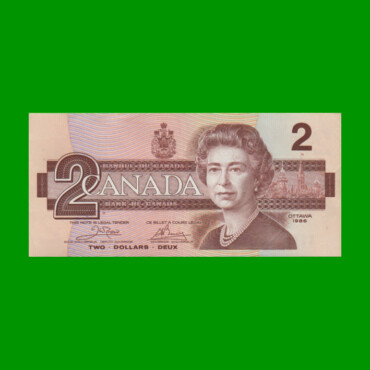 BILLETE DE CANADA 2 DOLARES PICK 94a, AÑO 1986, ESTADO EXCELENTE.-