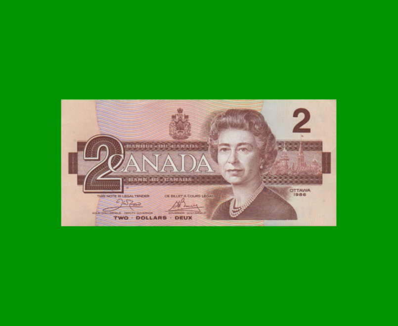 BILLETE DE CANADA 2 DOLARES PICK 94a, AÑO 1986, ESTADO EXCELENTE.-