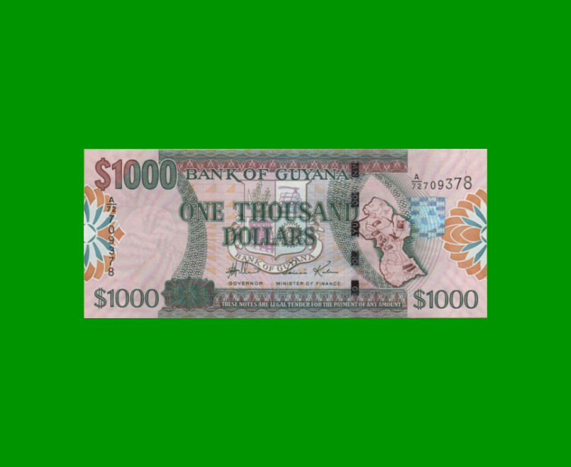 BILLETE DE GUYANA 1.000 DOLARES PICK 35, ESTADO SIN CIRCULAR.-