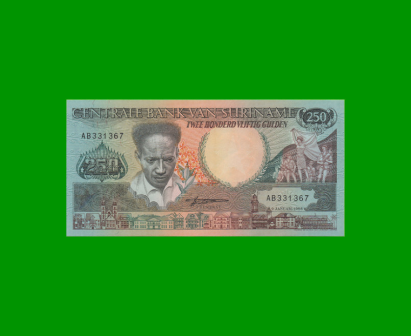 BILLETE DE SURINAM 250 GULDEN PICK 134 AÑO 1988 ESTADO SIN CIRCULAR.-