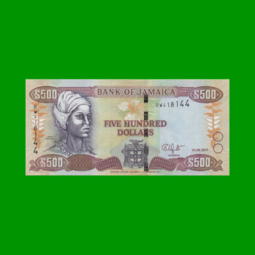 BILLETE DE JAMAICA 500 DOLARES PICK 85k, AÑO 2017 ESTADO SIN CIRCULAR.-