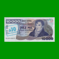 PESOS ARGENTINOS $10.000,00 RESELLADO A 10 AUSTRALES, BOT 2705, AÑO 1985, ESTADO EXCELENTE+.-