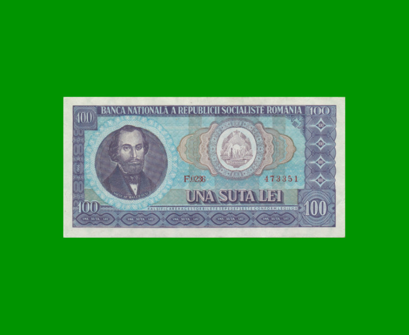 BILLETE DE RUMANIA 100 LEI, PICK 97, AÑO 1966 ESTADO EXCELENTE.-