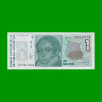 BILLETE DE AUSTRALES, 1 AUSTRAL , BOT 2802, AÑO 1986, ESTADO SIN CIRCULAR.-