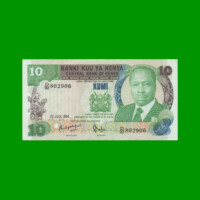BILLETE DE KENYA 10 SHILINGI,  PICK 20c, AÑO 1984 ESTADO EXCELENTE.-