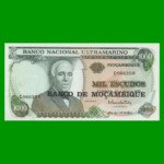BILLETE DE MOZAMBIQUE 1.000 ESCUDOS RESELLADO, PICK 119, ESTADO SIN CIRCULAR.-