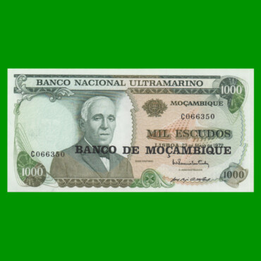 BILLETE DE MOZAMBIQUE 1.000 ESCUDOS RESELLADO, PICK 119, ESTADO SIN CIRCULAR.-