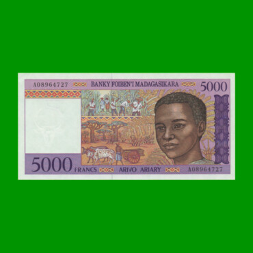 BILLETE DE MADAGASCAR 5.000 FRANCOS, PICK 78a, AÑO 1995 ESTADO SIN CIRCULAR.-