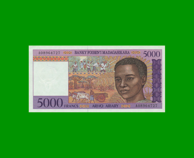 BILLETE DE MADAGASCAR 5.000 FRANCOS, PICK 78a, AÑO 1995 ESTADO SIN CIRCULAR.-