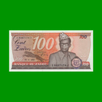 BILLETE DE ZAIRE 100 ZAIRES, PICK 29b, AÑO 1985, ESTADO SIN CIRCULAR.-