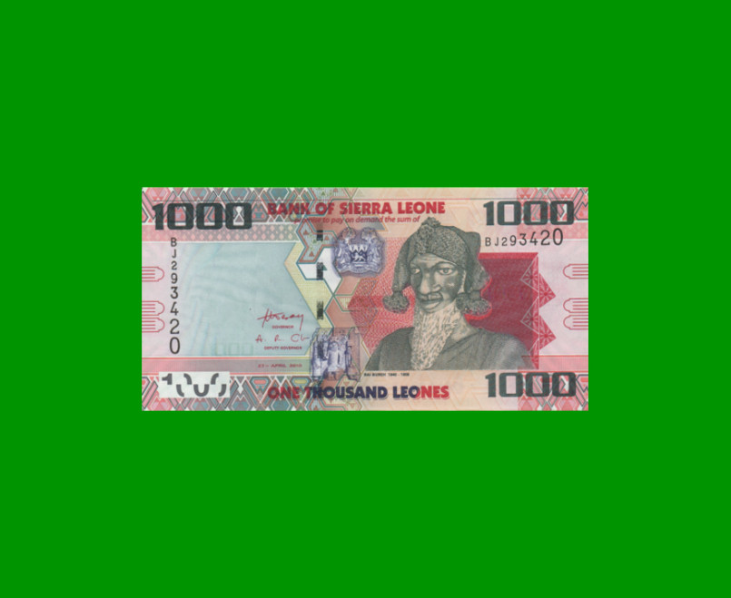 BILLETE DE SIERRA LEONA 1.000 LEONES, PICK 30a, AÑO 2010 ESTADO SIN CIRCULAR.-