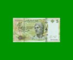 BILLETE DE TUNEZ 5 DINARES, PICK 95, AÑO 2013 ESTADO SIN CIRCULAR.-