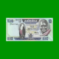 BILLETE DE ZAMBIA 10 KWACHA, PICK 26e, AÑO 1986/1988, ESTADO SIN CIRCULAR.-