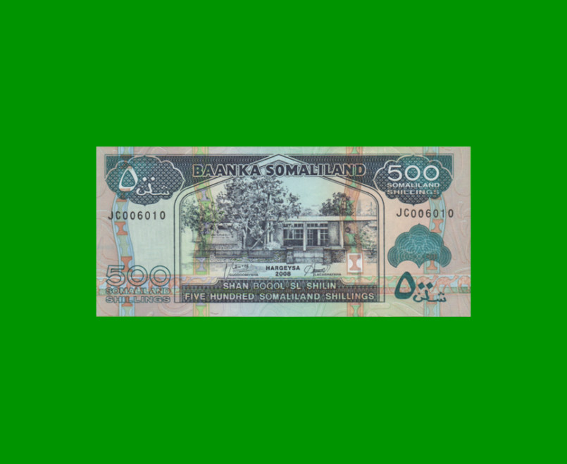 BILLETE DE SOMALILAND 500 SHILLINGS, PICK 6g, AÑO 2008, ESTADO SIN CIRCULAR.-