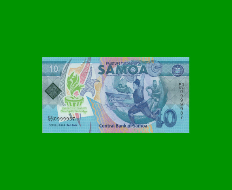 BILLETE DE SAMOA 10 TALA, POLYMERO, PICK NEW, AÑO 2019 ESTADO SIN CIRCULAR.-