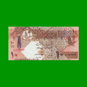 BILLETE DE QATAR 10 RIYALS, PICK 30, AÑO 2008, ESTADO SIN CIRCULAR.-