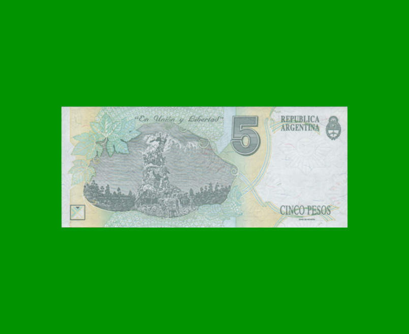 PESOS CONVERTIBLES 1er DISEÑO $5,00, BOT 3024, AÑO 1992, ESTADO EXCELENTE+.- - Imagen 2