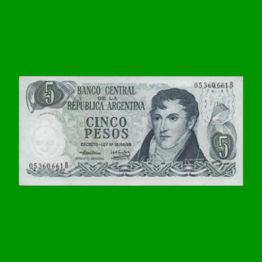 PESOS LEY 18.188 $5,00, BOT 2328, AÑO 1974, ESTADO EXCELENTE.-