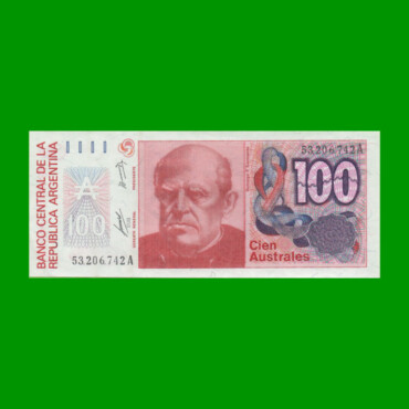 BILLETE DE AUSTRALES, 100 AUSTRALES, BOT 2836, AÑO 1986, ESTADO SIN CIRCULAR.-
