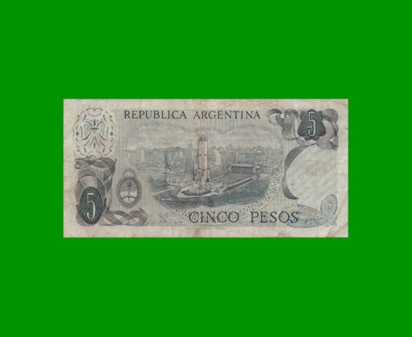 PESOS LEY 18.188 $5,00, BOT 2328a, AÑO 1974, ESTADO MUY BUENO- .- - Imagen 2