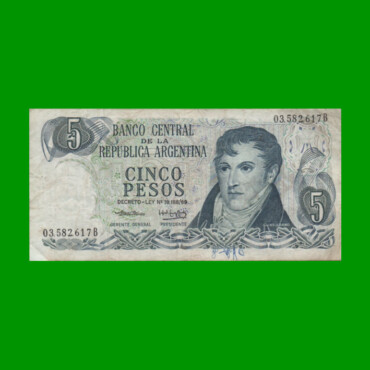 PESOS LEY 18.188 $5,00, BOT 2328a, AÑO 1974, ESTADO MUY BUENO- .-