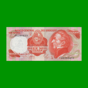BILLETE DE URUGUAY $10.000, PICK 53b, AÑO 1974, SERIE B, ESTADO SIN CIRCULAR.-