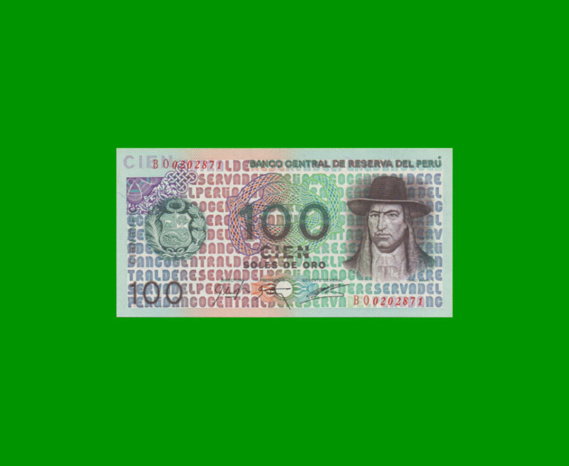 BILLETE DE PERU 100 SOLES, PICK 114, AÑO 1976, ESTADO SIN CIRCULAR.-