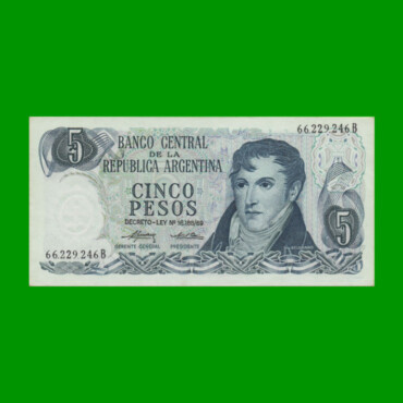 PESOS LEY 18.188 $5,00, BOT 2331, AÑO 1975, ESTADO EXCELENTE+ .-