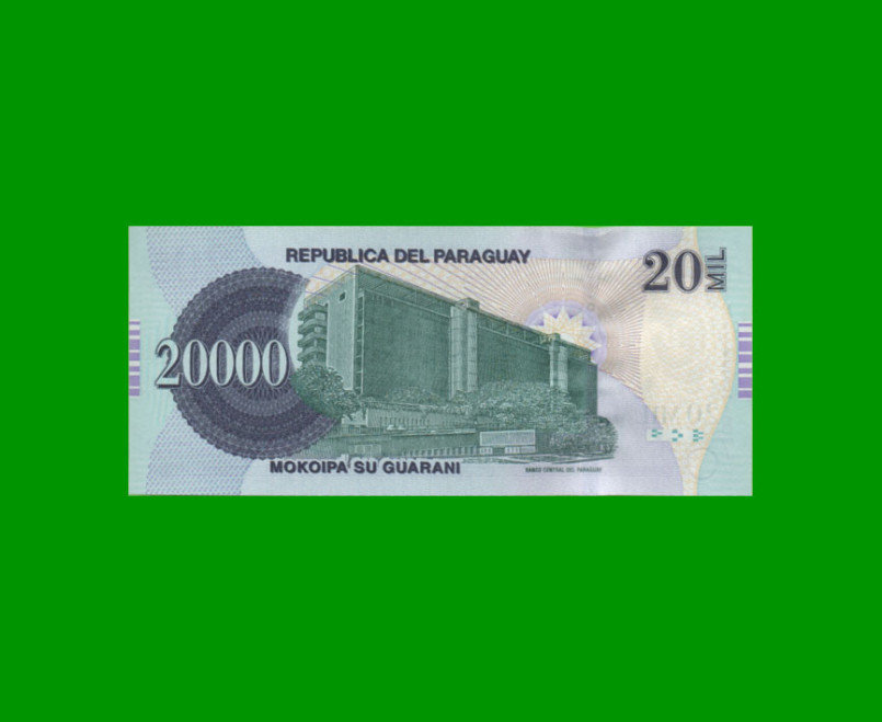 BILLETE DE PARAGUAY 20.000 GUARANIES, PICK NEW, AÑO 2017, ESTADO SIN CIRCULAR.- - Imagen 2