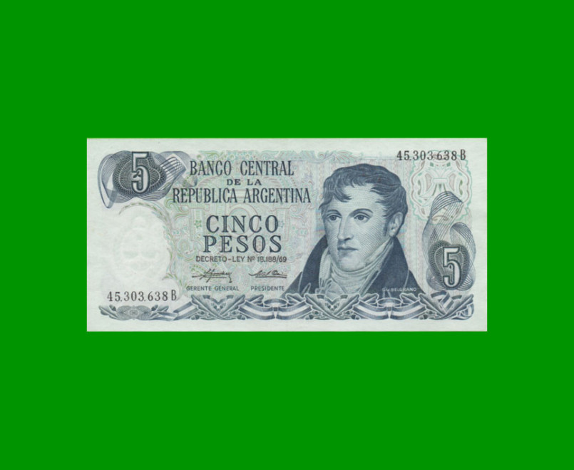 PESOS LEY 18.188 $5,00, BOT 2331a, AÑO 1975, ESTADO EXCELENTE.-