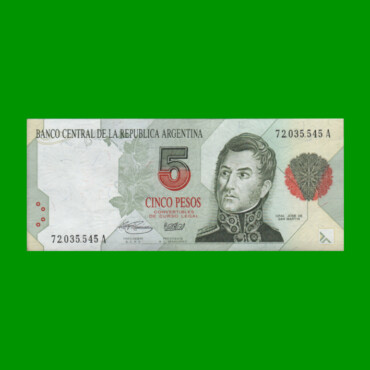 PESOS CONVERTIBLES 1er DISEÑO $5,00, BOT 3027, AÑO 1993, ESTADO EXCELENTE.-