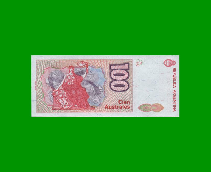 BILLETE DE AUSTRALES, 100 AUSTRALES, BOT 2843, AÑO 1989, ESTADO SIN CIRCULAR.- - Imagen 2