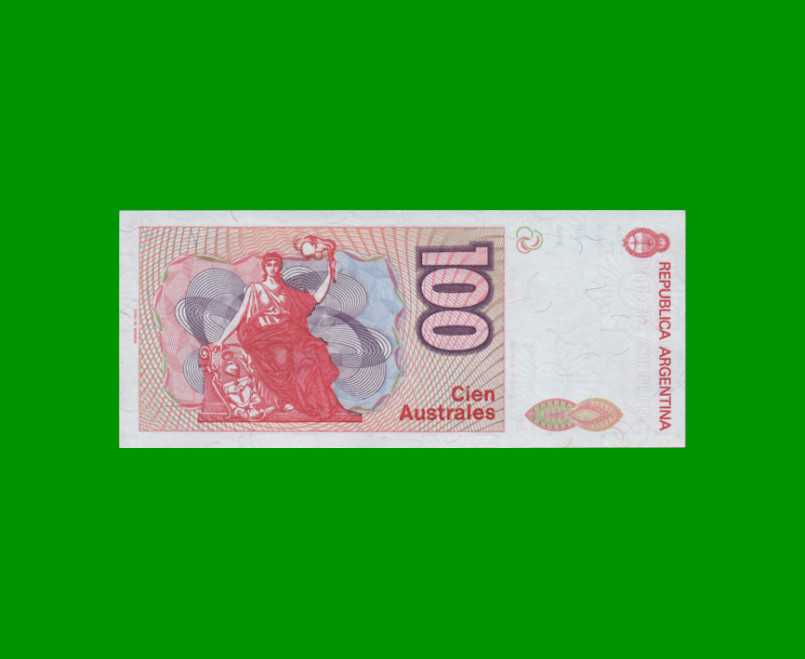 BILLETE DE AUSTRALES, 100 AUSTRALES, BOT 2844, AÑO 1989, ESTADO EXCELENTE.- - Imagen 2