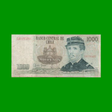 BILLETE DE CHILE $ 1.000,00, PICK 154c, AÑO 1990, ESTADO BUENO.-