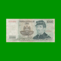 BILLETE DE CHILE $ 1.000,00, PICK 154c, AÑO 1990, ESTADO MUY BUENO- .-