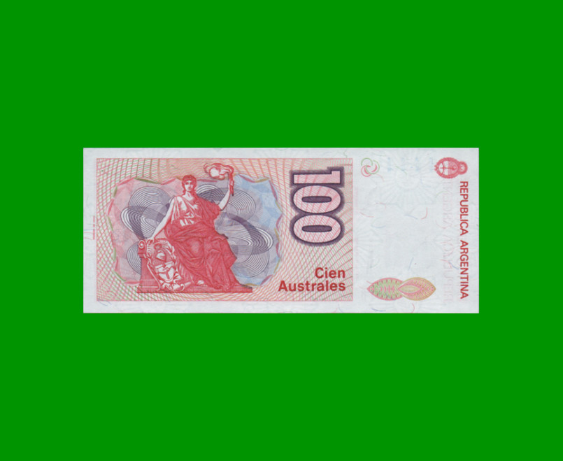 BILLETE DE AUSTRALES, 100 AUSTRALES, BOT 2844, AÑO 1989, ESTADO EXCELENTE+.- - Imagen 2