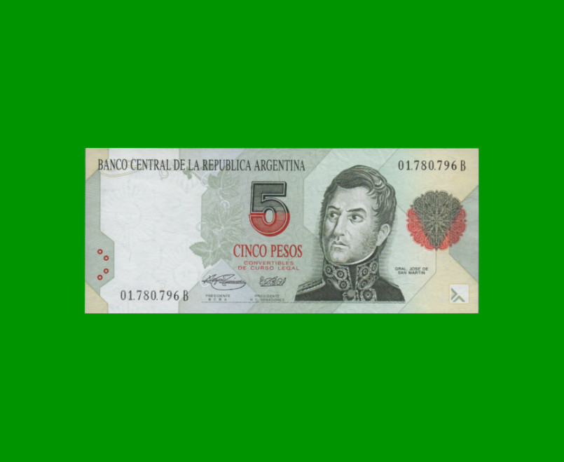 PESOS CONVERTIBLES 1er DISEÑO $5,00, BOT 3029, AÑO 1994, ESTADO EXCELENTE.-