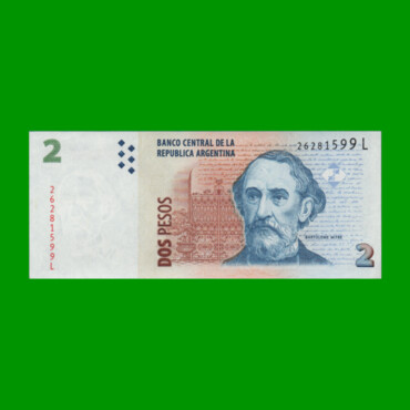 PESOS CONVERTIBLES 2do DISEÑO $2,00, BOT 3242, AÑO 2013, ESTADO SIN CIRCULAR.-