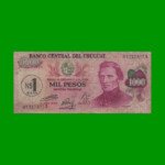 BILLETE DE URUGUAY $1.000 PESOS RESELLADO A 1 N$, PICK 56, AÑO 1975, ESTADO BUENO+.-